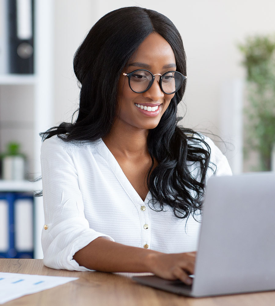 online student on her laptop