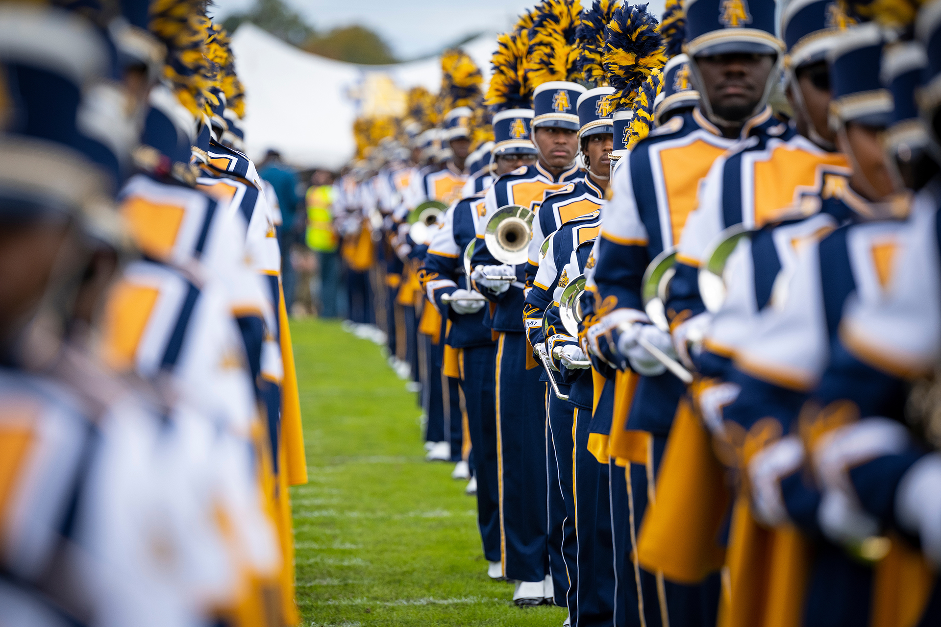 band lined up on the field