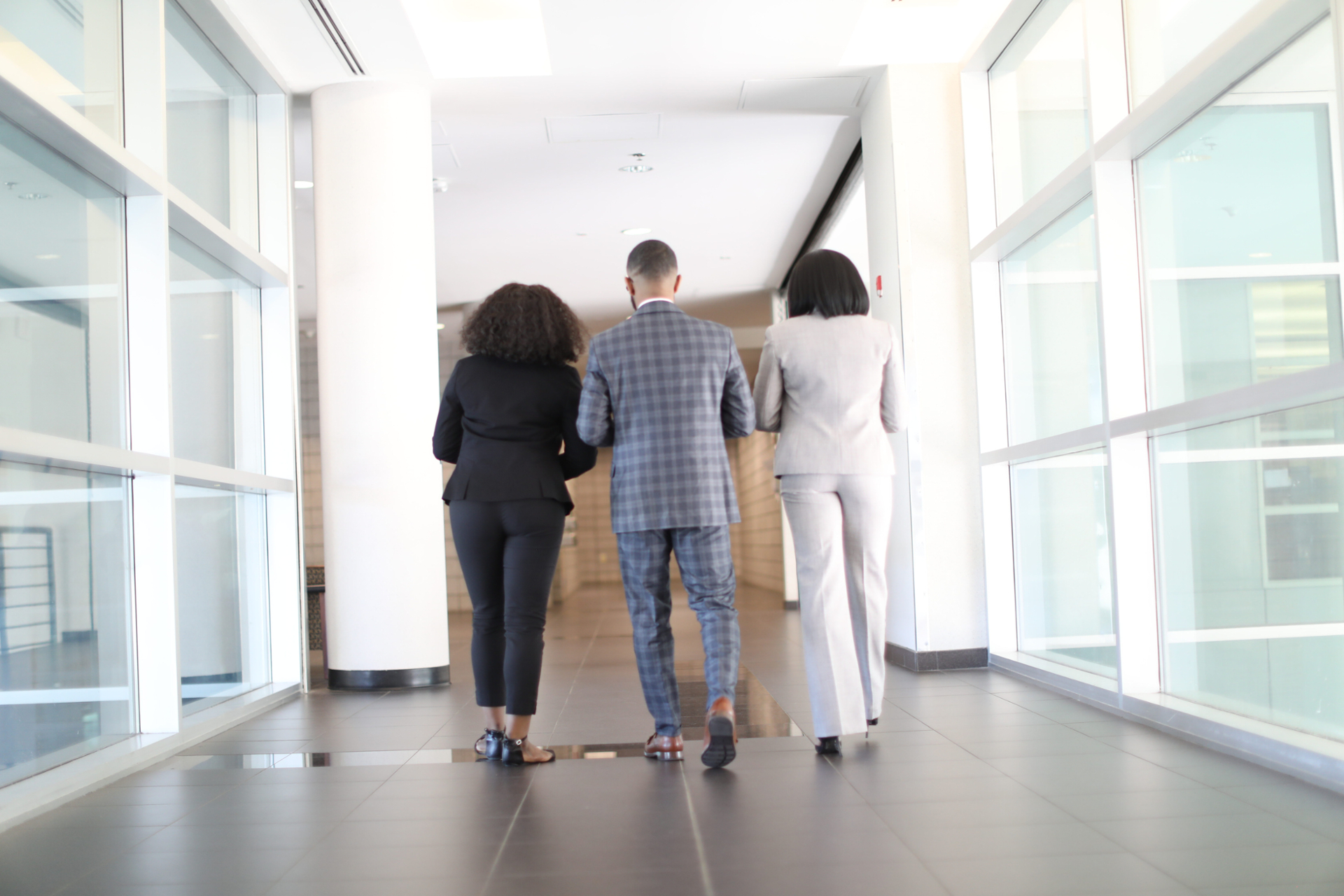 Business students walking